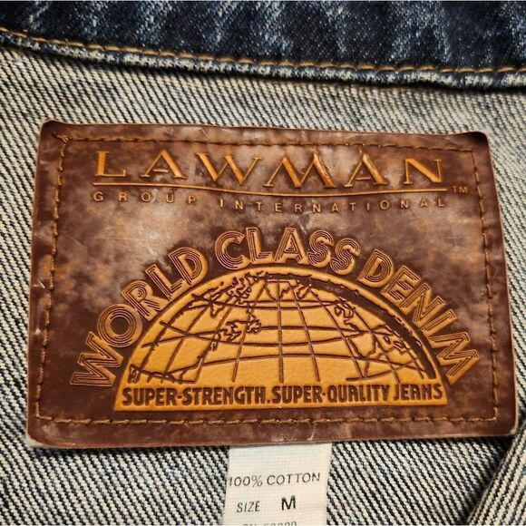 Vintage 90's Lawman Rhinestones Cropped Denim Jean Jacket Size M - Picture 8 of 8